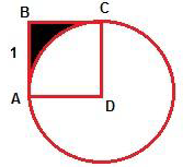 ABCD is square and AB=1. Find the area of the black space.