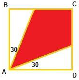 If <em>ABCD</em> is a square and <em>AB=1</em>, then find the value of red area.
