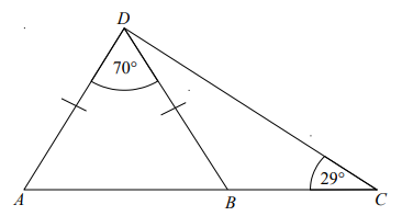 ABC is a straight line. Work out the size of the angle BDC. 