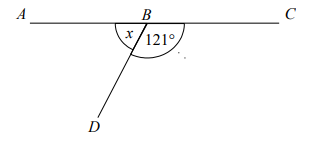 ABC is a straight line. Work out the size of the angle marked x. 