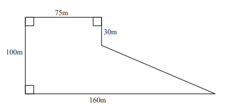 The diagram shows the plan of a field.
The farmer sells the field for £3 per square metre.
Work out the total amount of money the farmer should get.