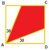 If <em>ABCD</em> is a square and <em>AB=1</em>, find the value of red area.