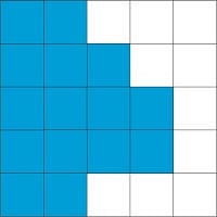 What percentage of the large square is colored blue?
